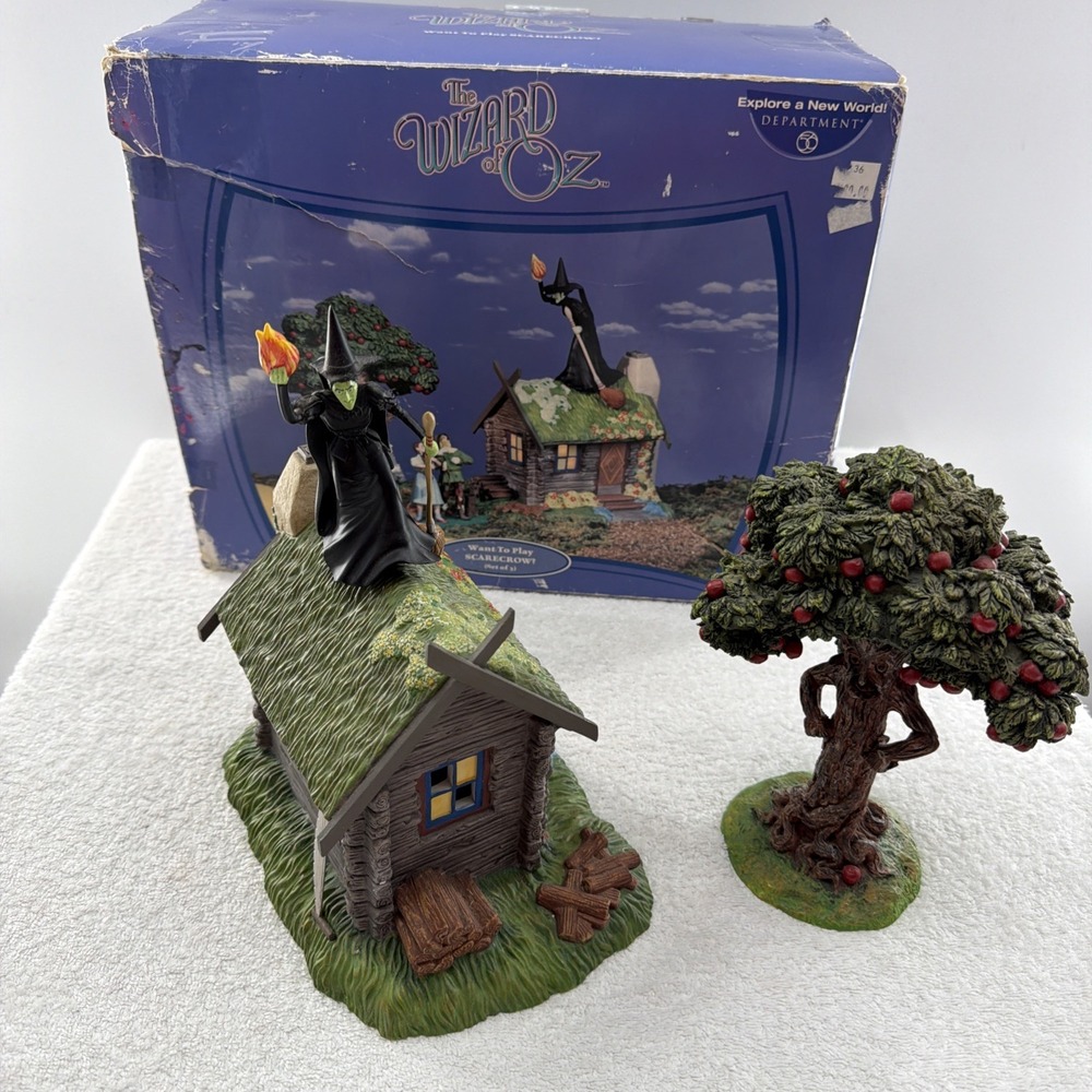 Vintage 2004 Dept 56 Wizard of Oz Want to Play Scarecrow 3 pc #59351 Boxed Light